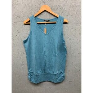 EasyGala Women’s Teal Blue V-Neck Tank Top Size XL Stretch Sleeveless Pullover